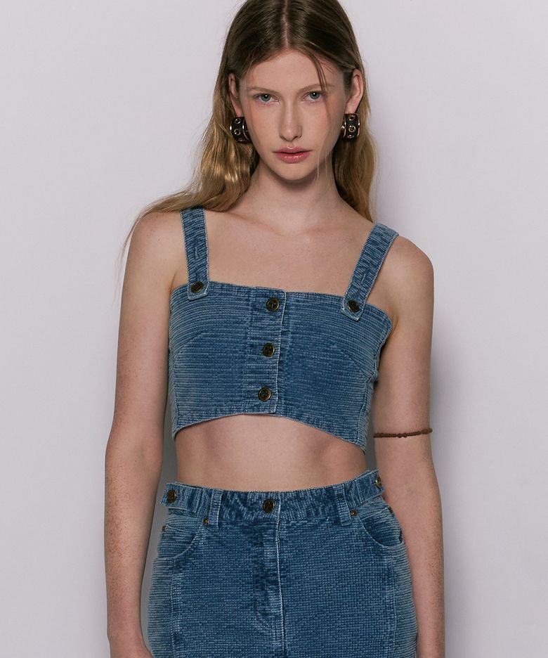 Emma washing denim tank top blue