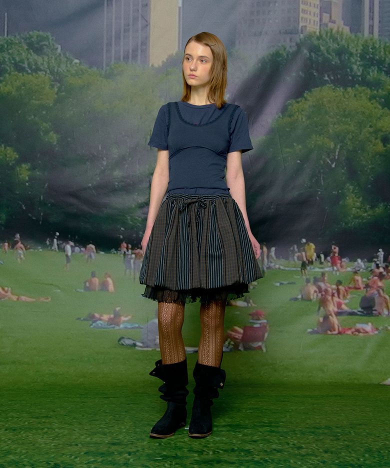 Baby Mushroom Mix Skirt (Black)
