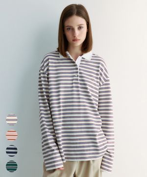 (우먼)긱 시크 스트라이프 카라티 - 4 COLOR