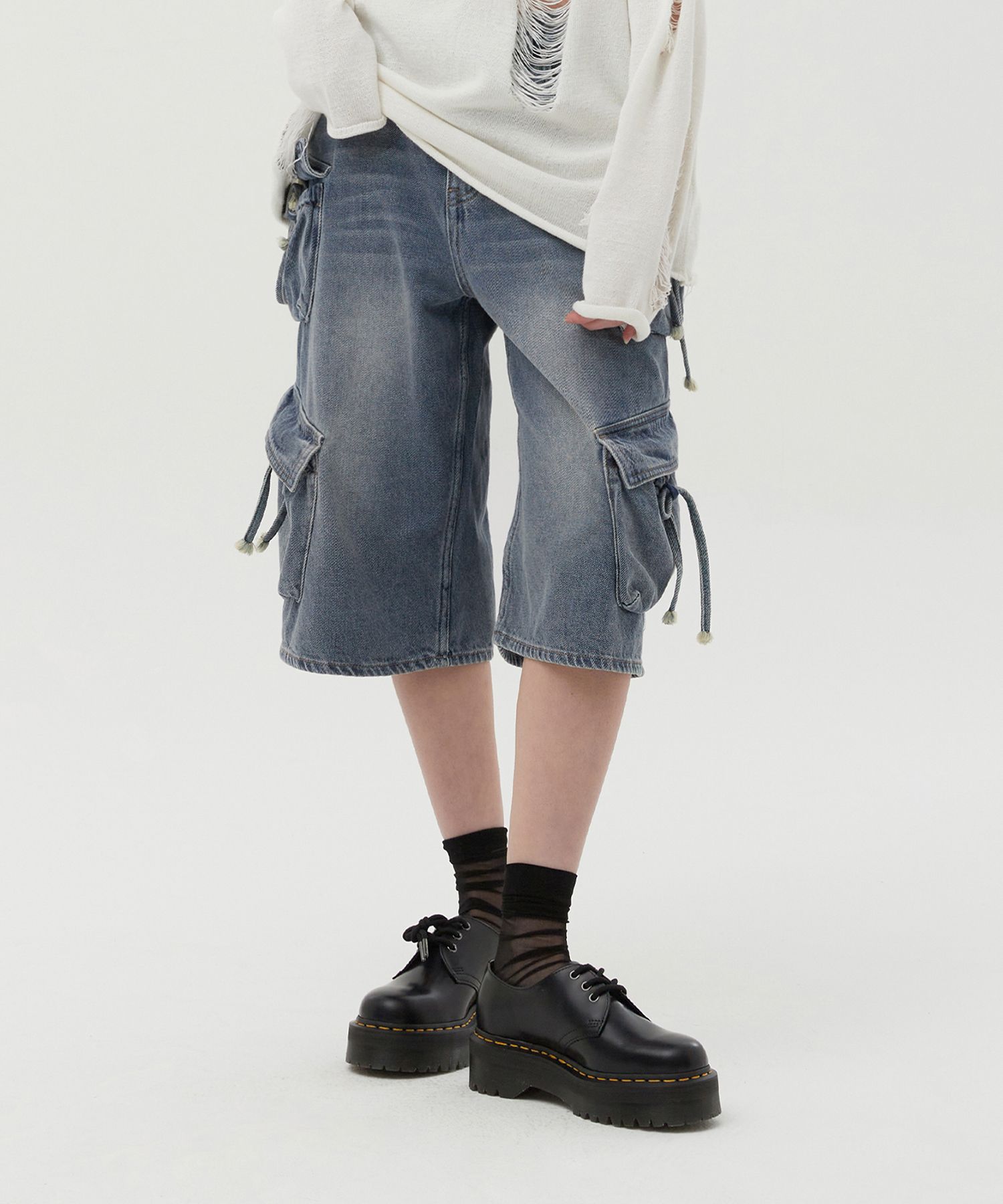 ★2025SS新作★KIRSH★CARGO BERMUDA DENIM PANTS MUSINSA | KIRSH Cargo Bermuda Denim Pants [Black]
