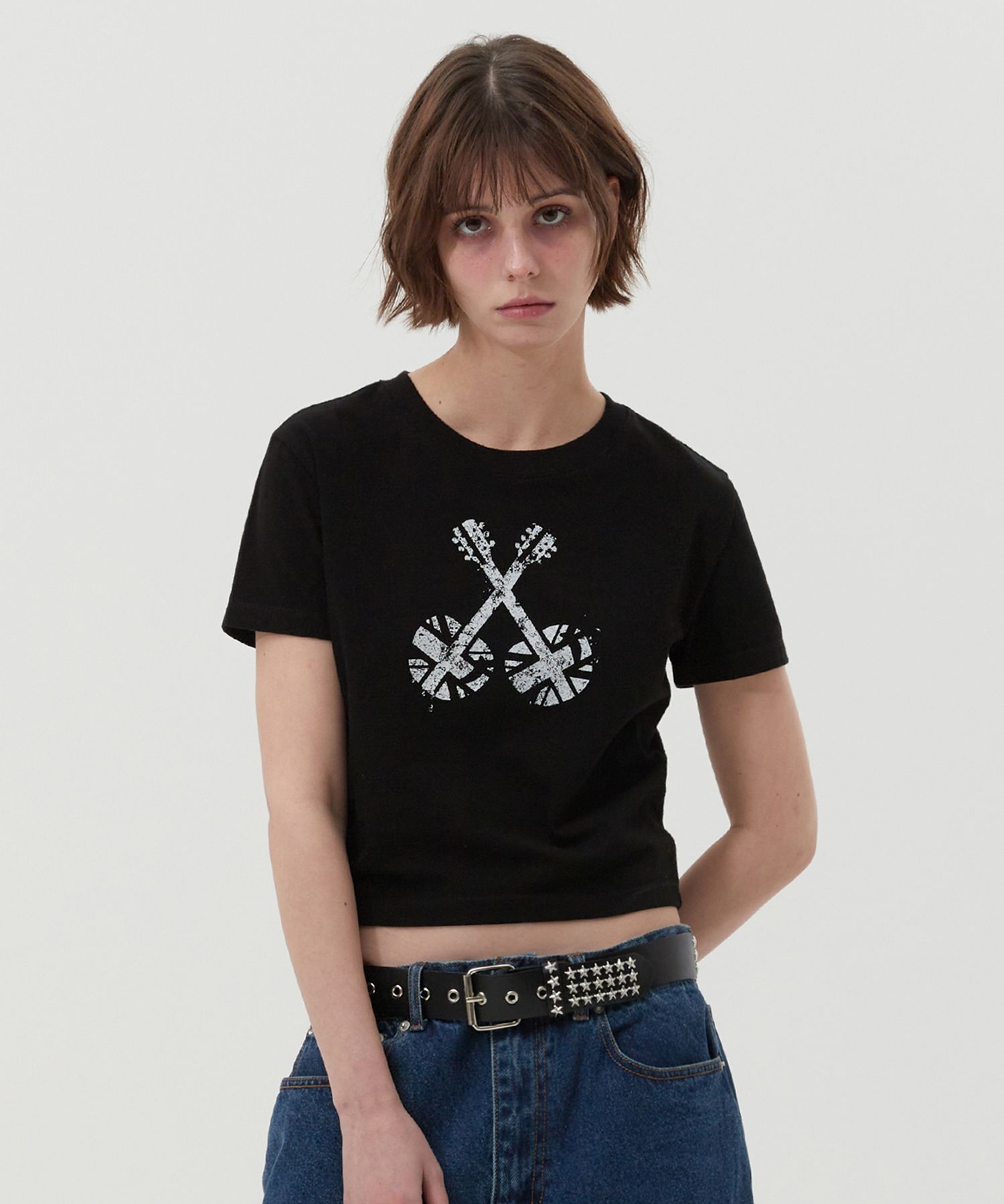 ★KIRSH★ Union Jack Crop T-Shirt Black MUSINSA | KIRSH Union Jack Crop T-Shirt [Black]