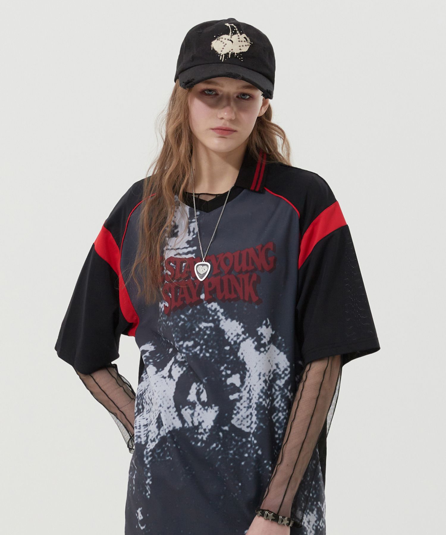 さらに100円引き◆KIRSH◆MESH COLLAR T-SHIRT MUSINSA公式 | KIRSH Mesh Collar T-Shirt [Black]