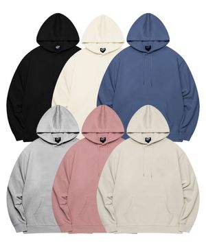 [2PACK] 오버핏 에센셜 솔리드 후드티셔츠 (6color)