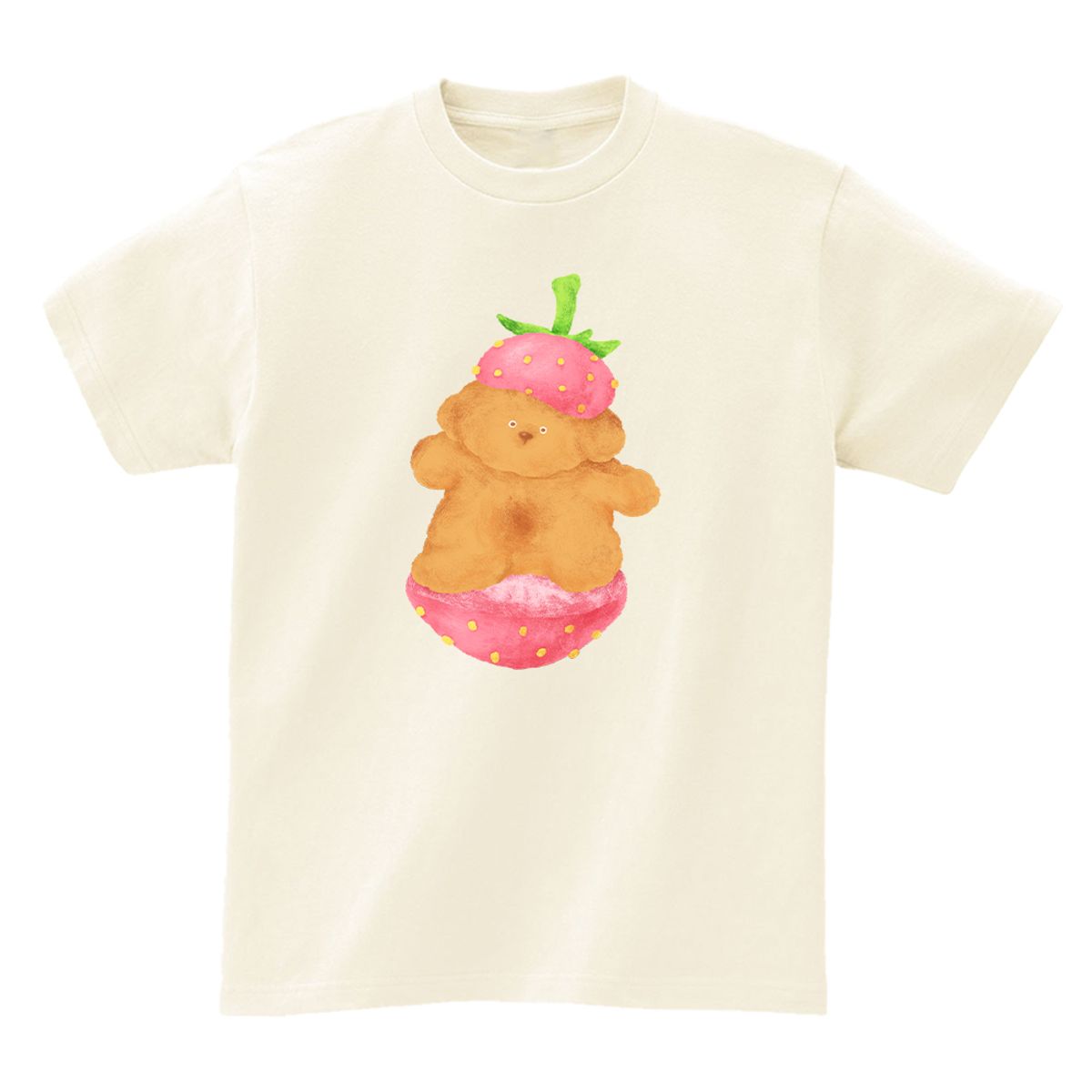 어썸어스(AWESOMEUS) BROWN PUPPY AND STRAWBERRY T-SHIRTS_4COLOR