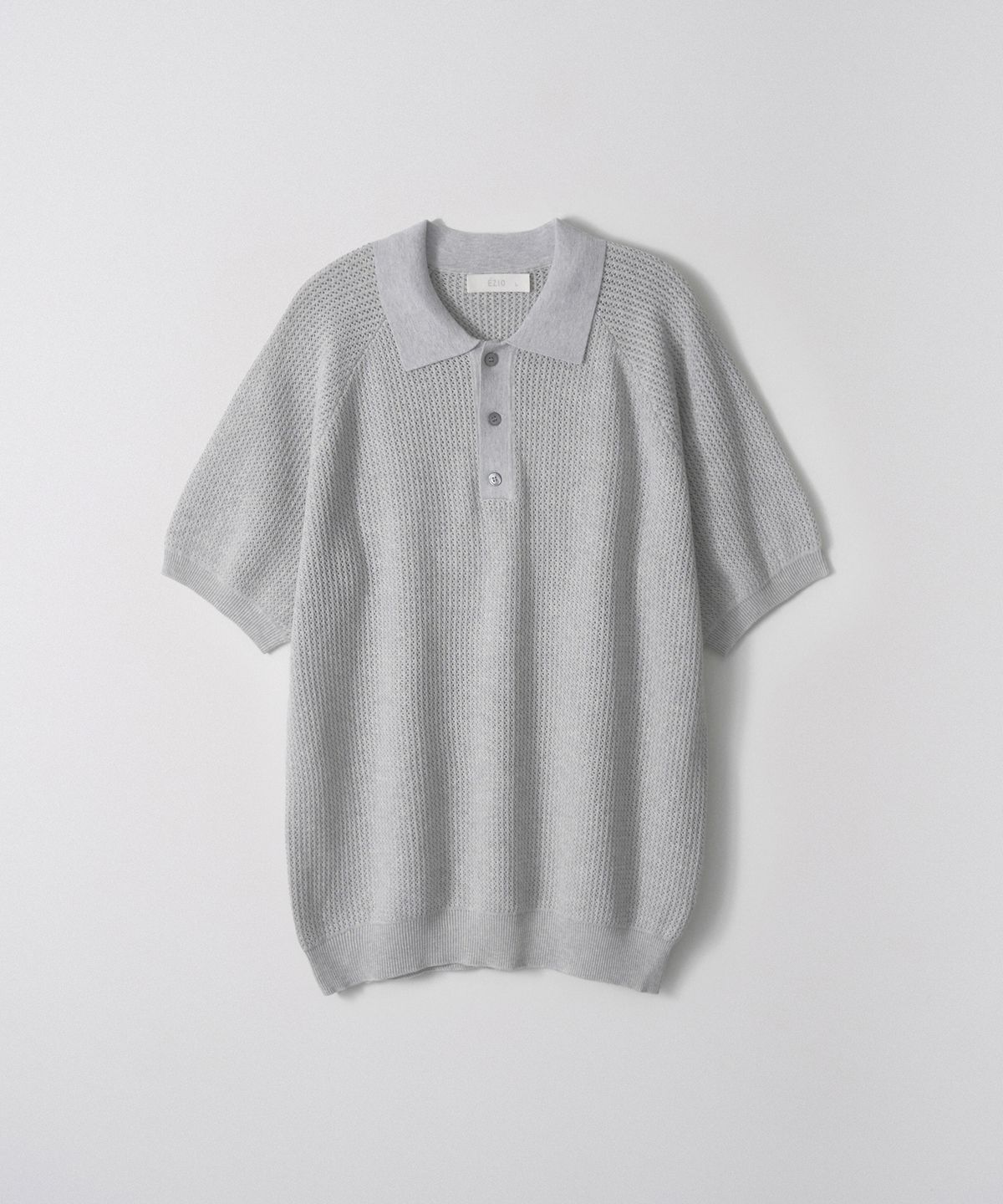 이지오(EZIO) Scash 3-Button Collar Knit_Melange grey