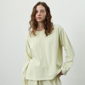 스프링 스트라이프 잠옷세트 옐로우그린ST