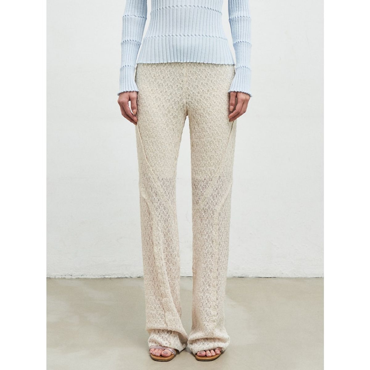 앙개(ANGGAE) Lace Line Pants  Ivory