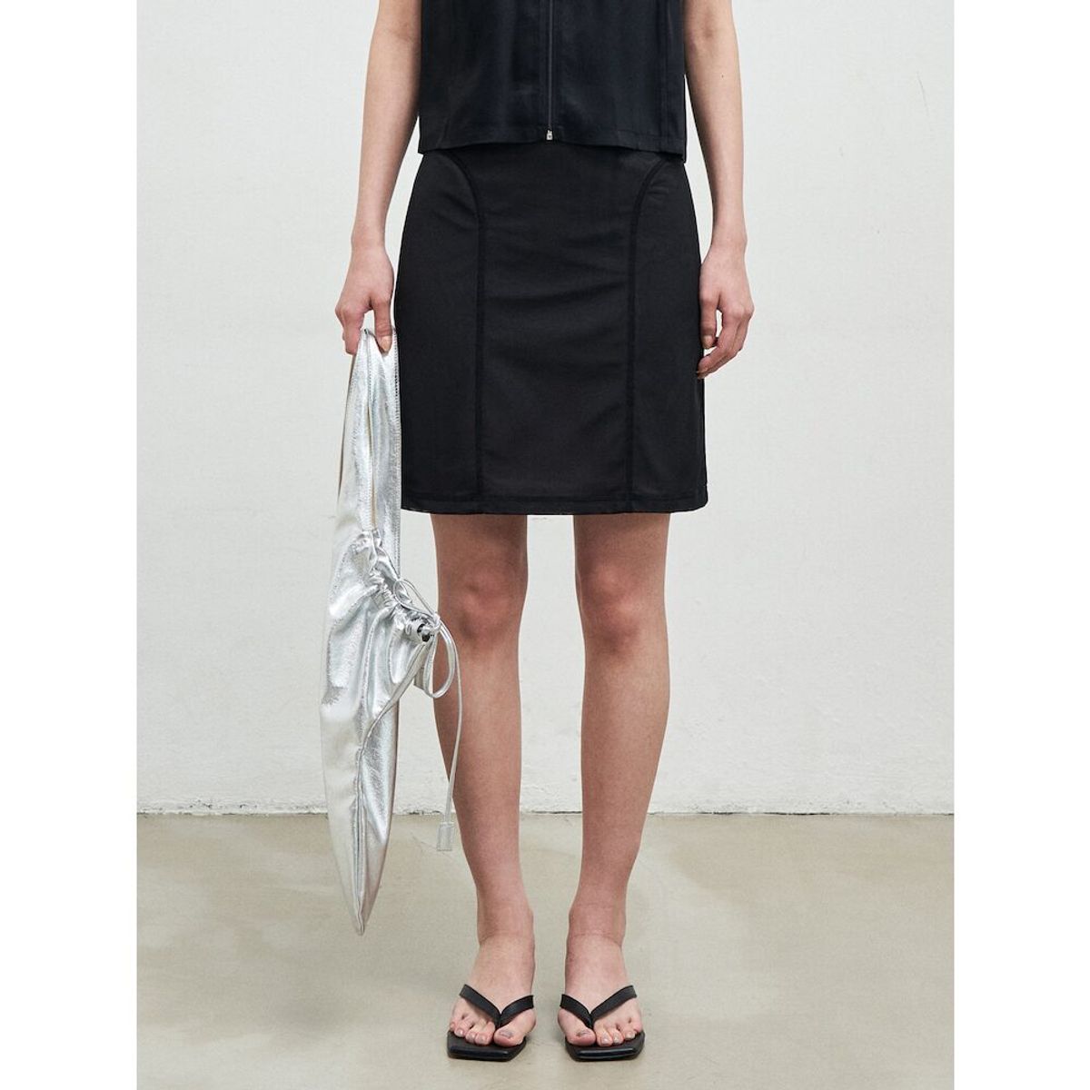 앙개(ANGGAE) Power Net Mini Skirt  Black