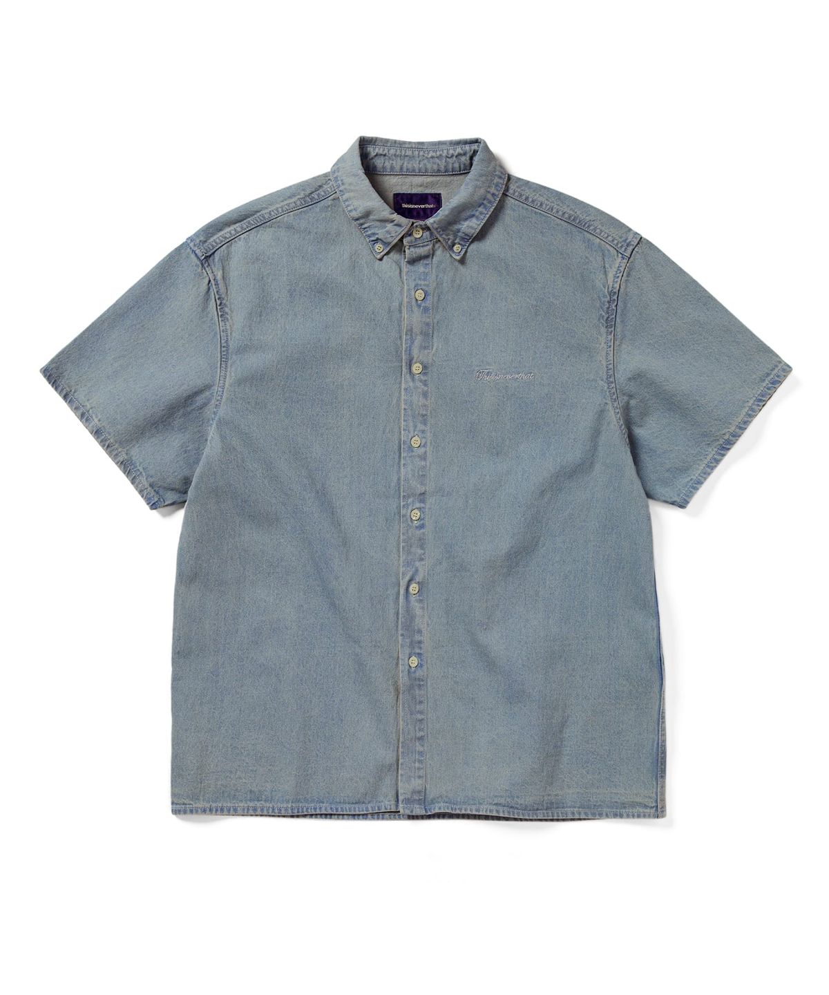 디스이즈네버댓(THISISNEVERTHAT) (25SS) Washed Denim S/S Shirt Washed Blue