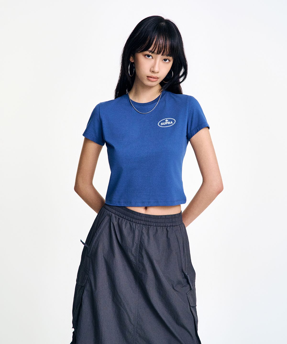 수프라(SUPRA) 여성 서클 크라운 그래픽 반팔 티셔츠(BLUE)