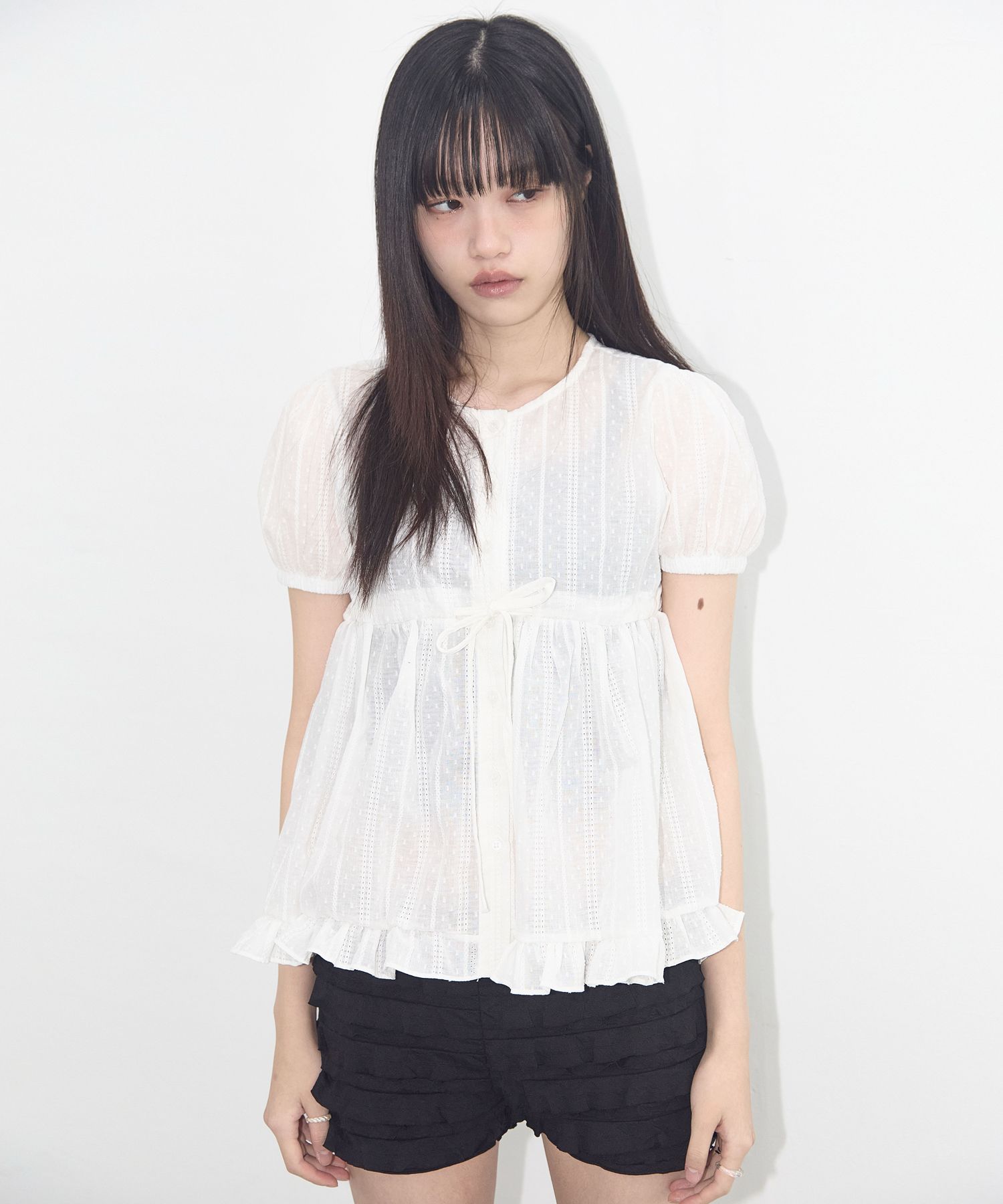 トップス FANCY CLUB Shirring Puff Blouse (WHITE) MUSINSA | FANCY CLUB Shirring Puff Blouse (WHITE) F25QB115