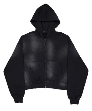 FORCE WASHED HOODIE ZIP-UP CROPFIT BK