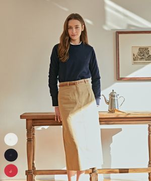 여성 플레인 라운드 니트 3Color A240103KNW01