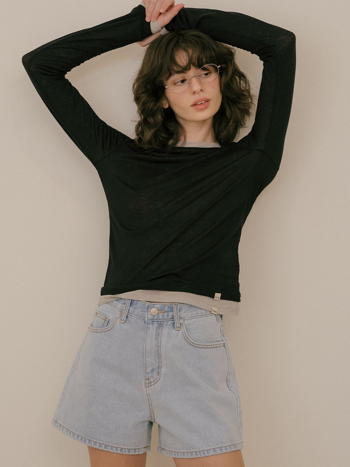 프리버07(FRIVER07) Slim soft tencel t-shirt_Black