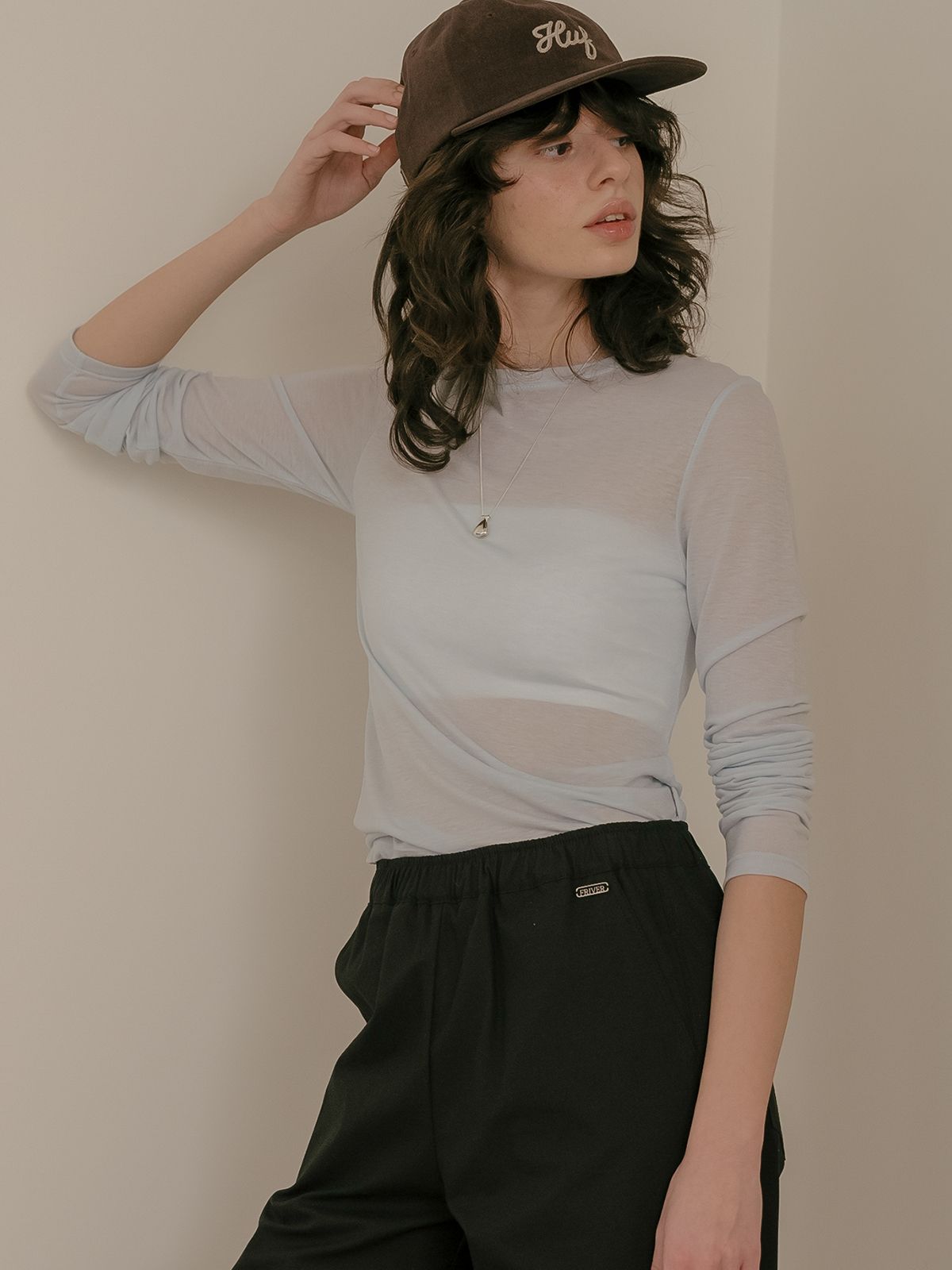 프리버07(FRIVER07) Slim soft tencel t-shirt_Sky blue