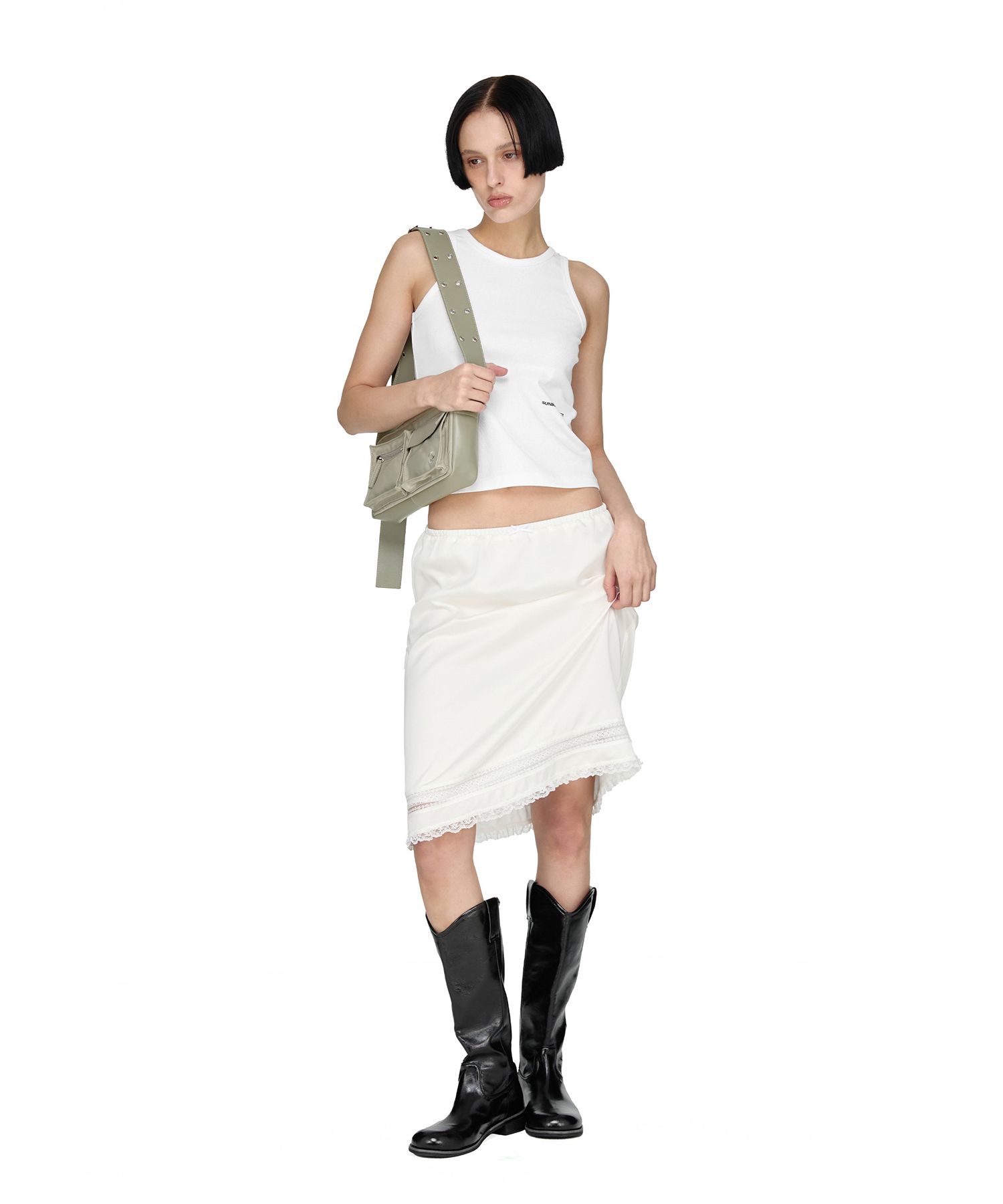 ★2025SS新作★SUNBURNPROJECT★Silky Layered Skirt MUSINSA | SUNBURN PROJECT Silky Layered Skirt, IVORY