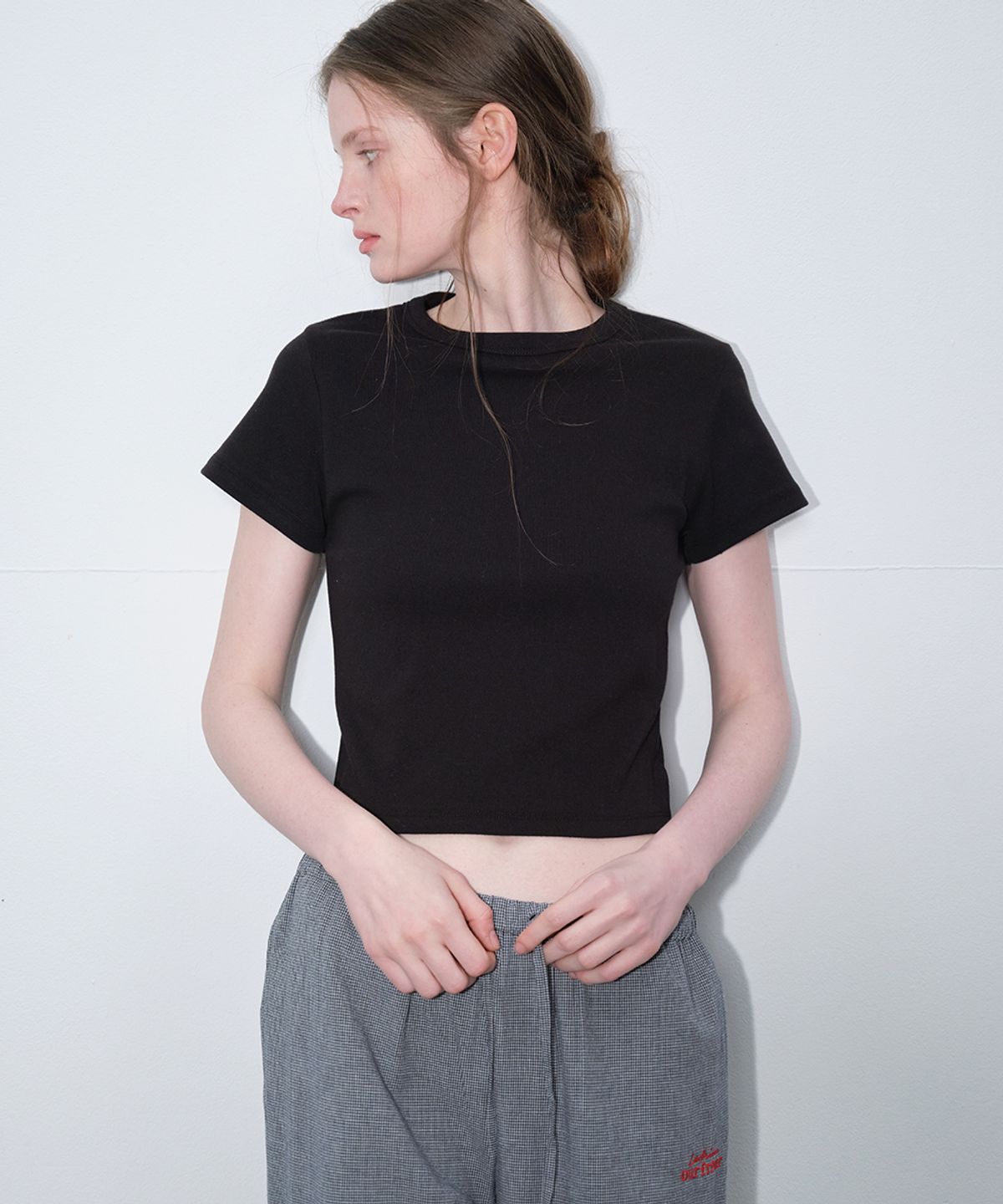 프리버07(FRIVER07) Bottle cotton crop t-shirt_Black