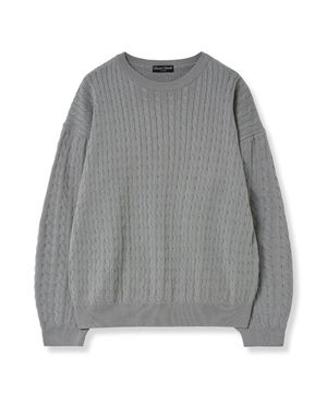 케이블 라운드 니트 (그레이)