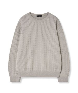 케이블 라운드 니트 (베이지)