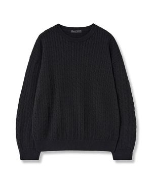 케이블 라운드 니트 (블랙)