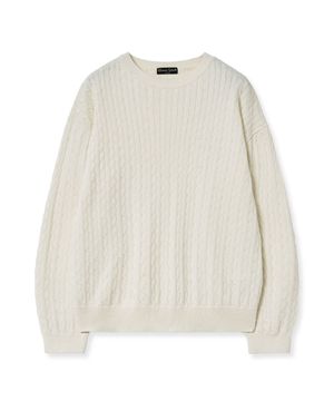 케이블 라운드 니트 (아이보리)