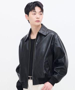 오버핏 싱글 보머 블루종 자켓