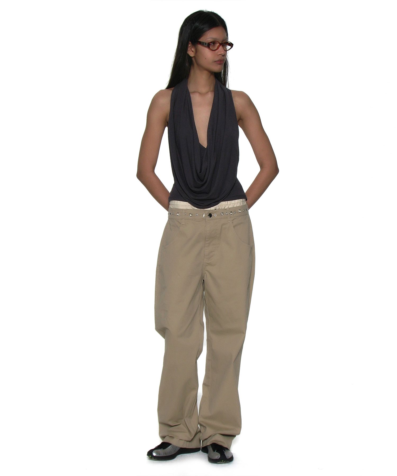【PARTIMENTO】2WAY L POINTED DOUBLE WAIST PANTS パンツ MUSINSA | PARTIMENTO WOMEN Two-Way Metal Pointed Double