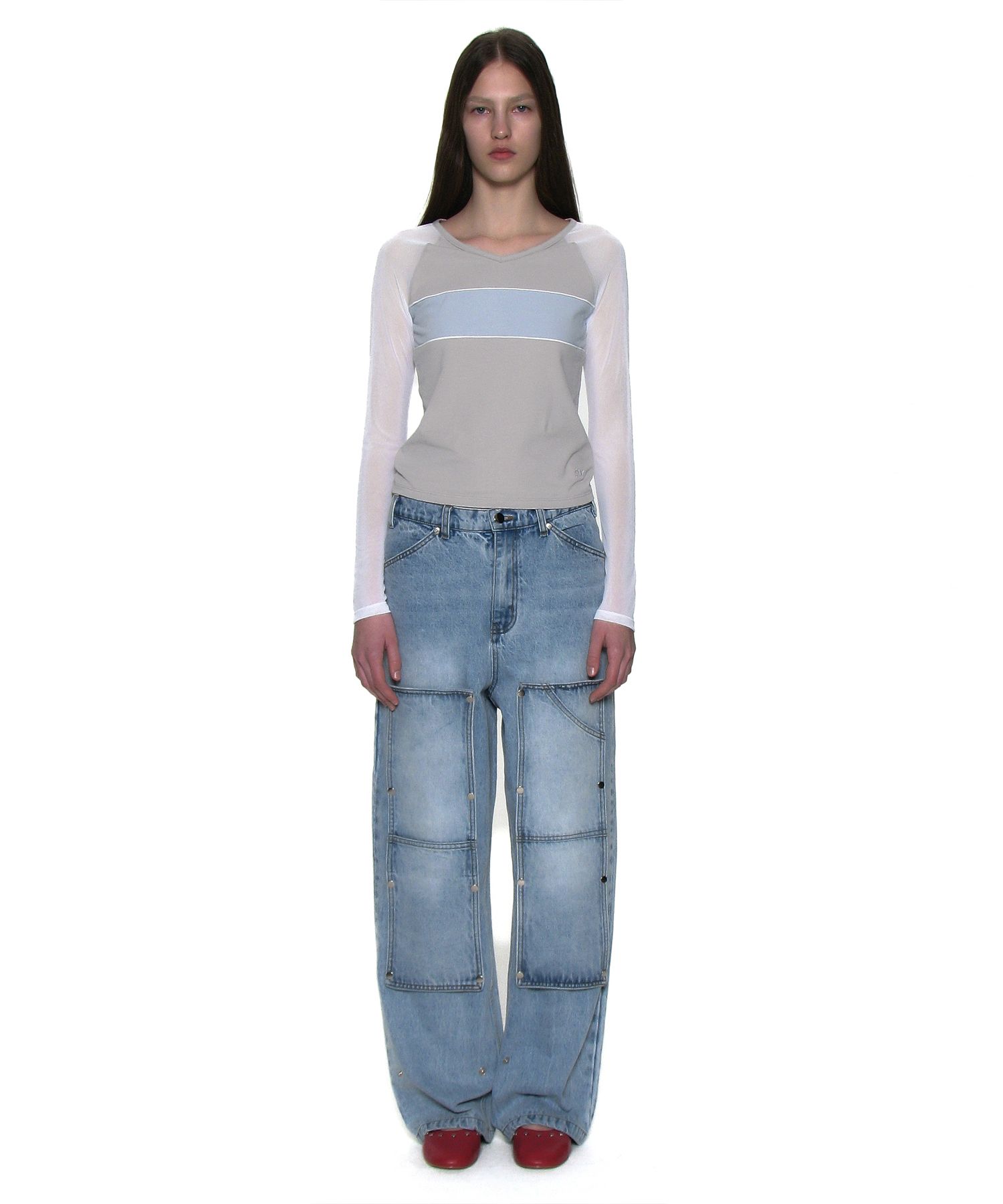 【PARTIMENTO】 TRANSFORM DOUBLE KNEE PATCH JEANS /追跡付 MUSINSA公式 | PARTIMENTO WOMEN Transform Double Knee Patch