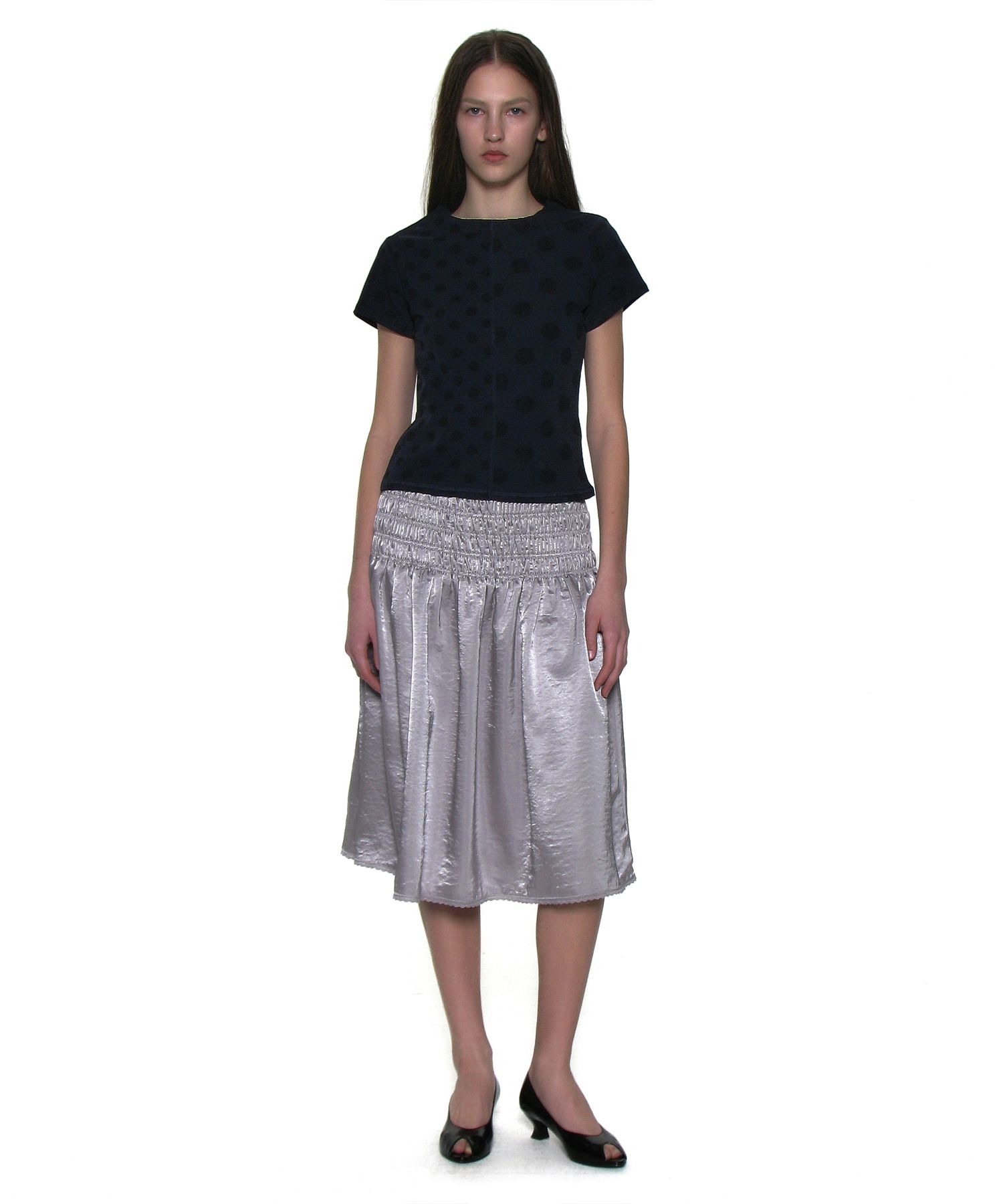 【PARTIMENTO】 LACE TRIM SMOCKING MIDI SKIRT / 追跡付 MUSINSA | PARTIMENTO WOMEN Lace Trim Smoking Midi Skirt_Ivory