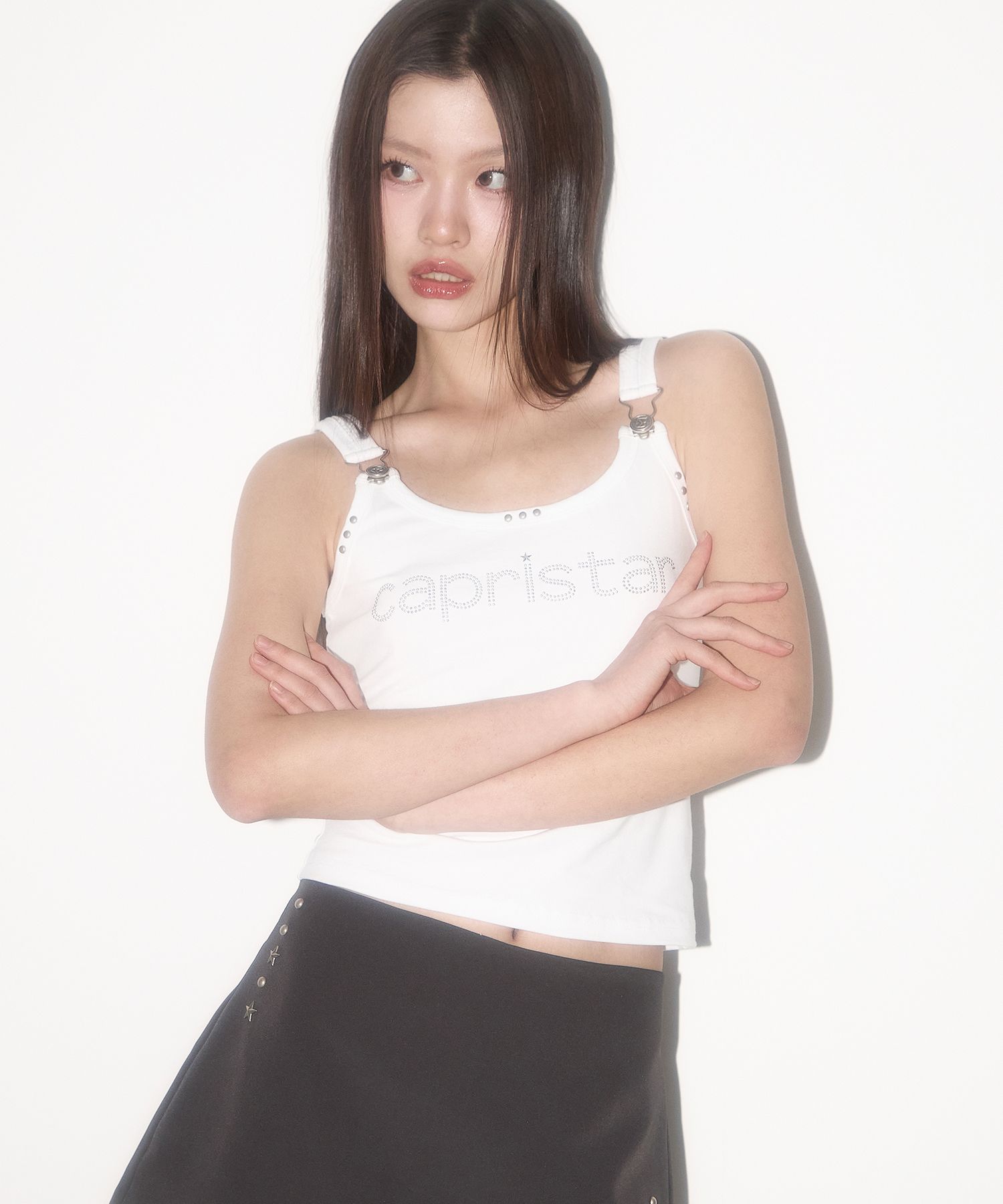 ★ILLIGO★ Crystal Buckle Sleeveless【送料込/関税込】 MUSINSA | ILLIGO Crystal Buckle Sleeveless Black