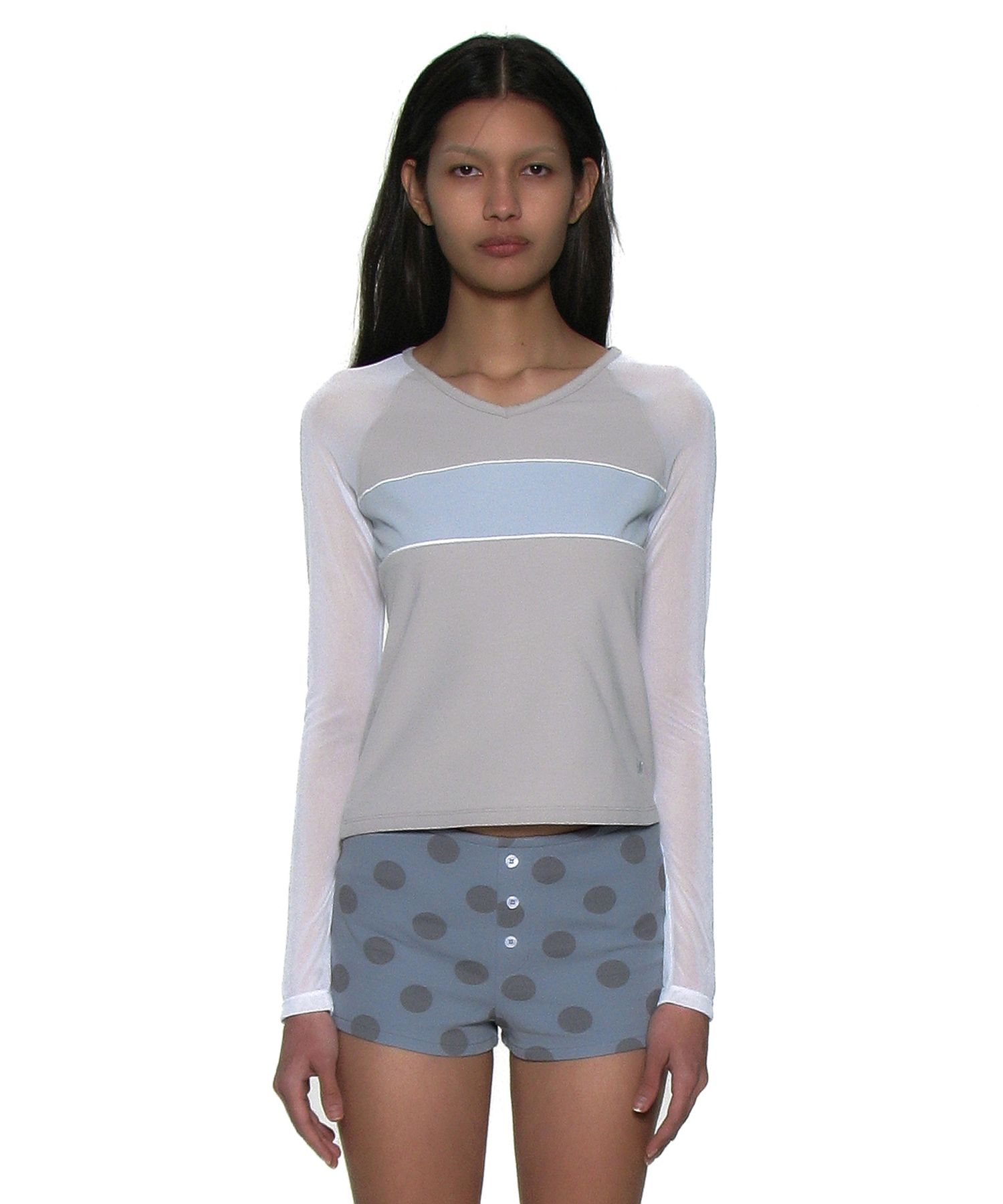 MUSINSA ムシンサ PARTIMENTO WOMEN MUSINSA | PARTIMENTO WOMEN V-neck Multi Combi Long Sleeve