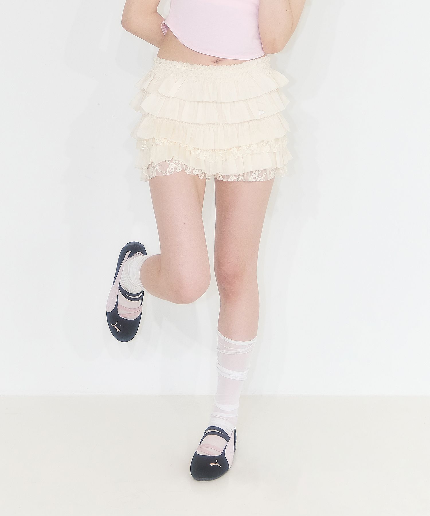 [ILLIGO] Cancan frill skirt pants /追跡付 MUSINSA | ILLIGO Cancan frill skirt pants ivory