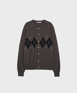 INVERT ARGYLE KNIT CARDIGAN DARK GRAY