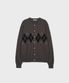 INVERT ARGYLE KNIT CARDIGAN DARK GRAY