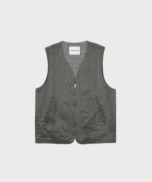 COATED FAUX LEATHER VEST GRAY