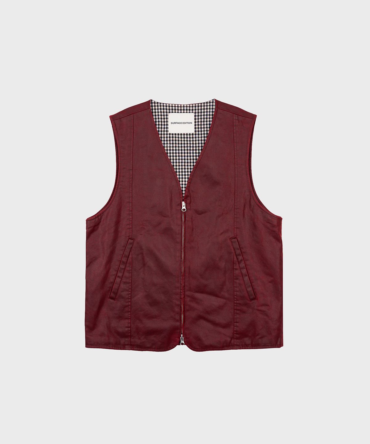 서피스에디션(SURFACE EDITION) COATED FAUX LEATHER VEST RED