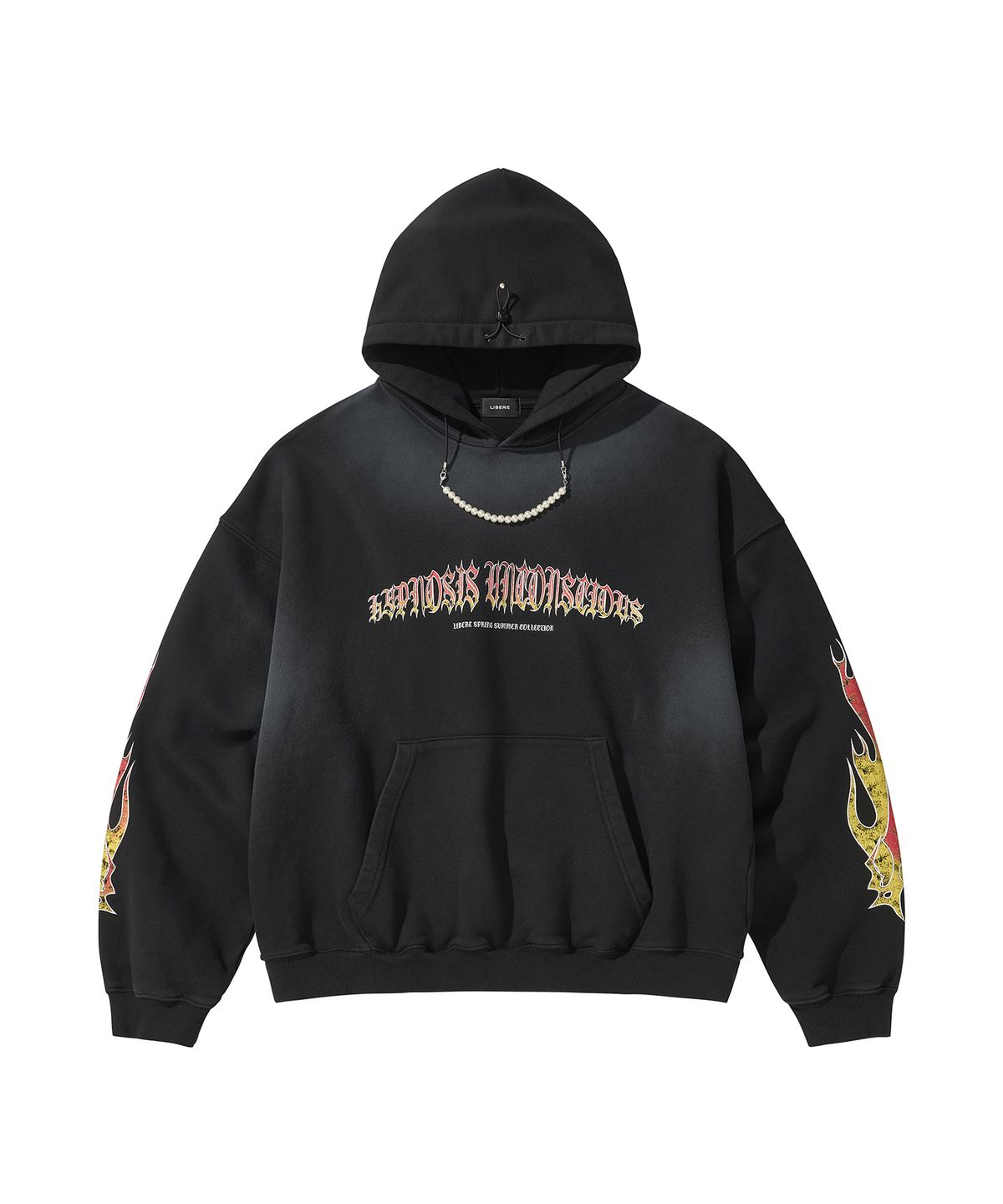 리베레(LIBERE) FLAME BEADS HOODIE / BLACK