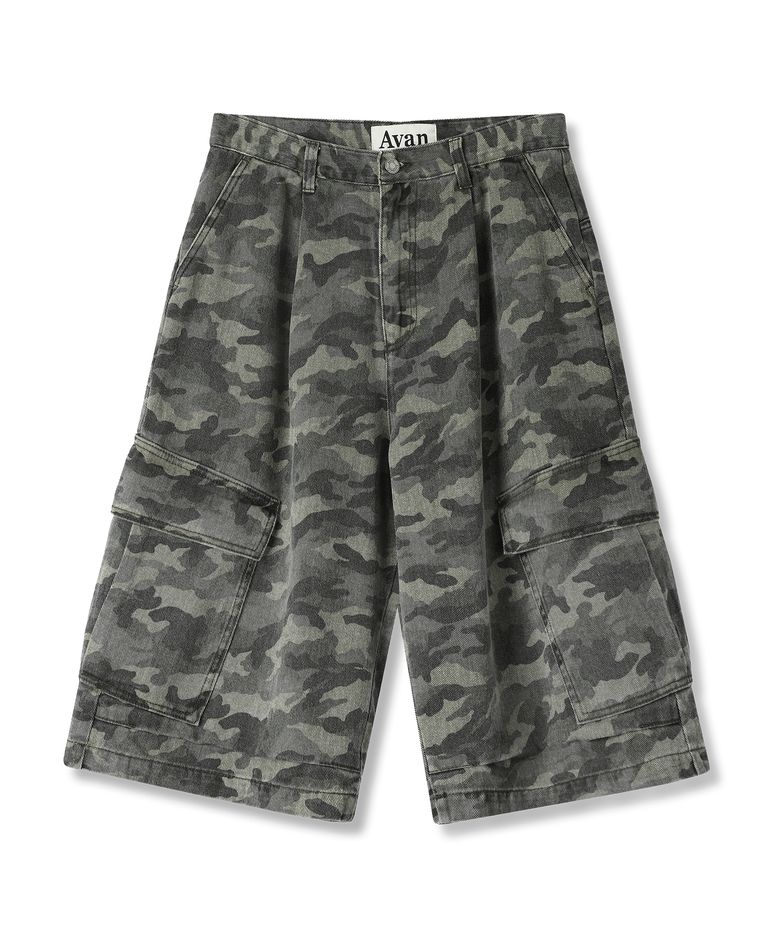 Side Big Denim Shorts LIGHT CAMO
