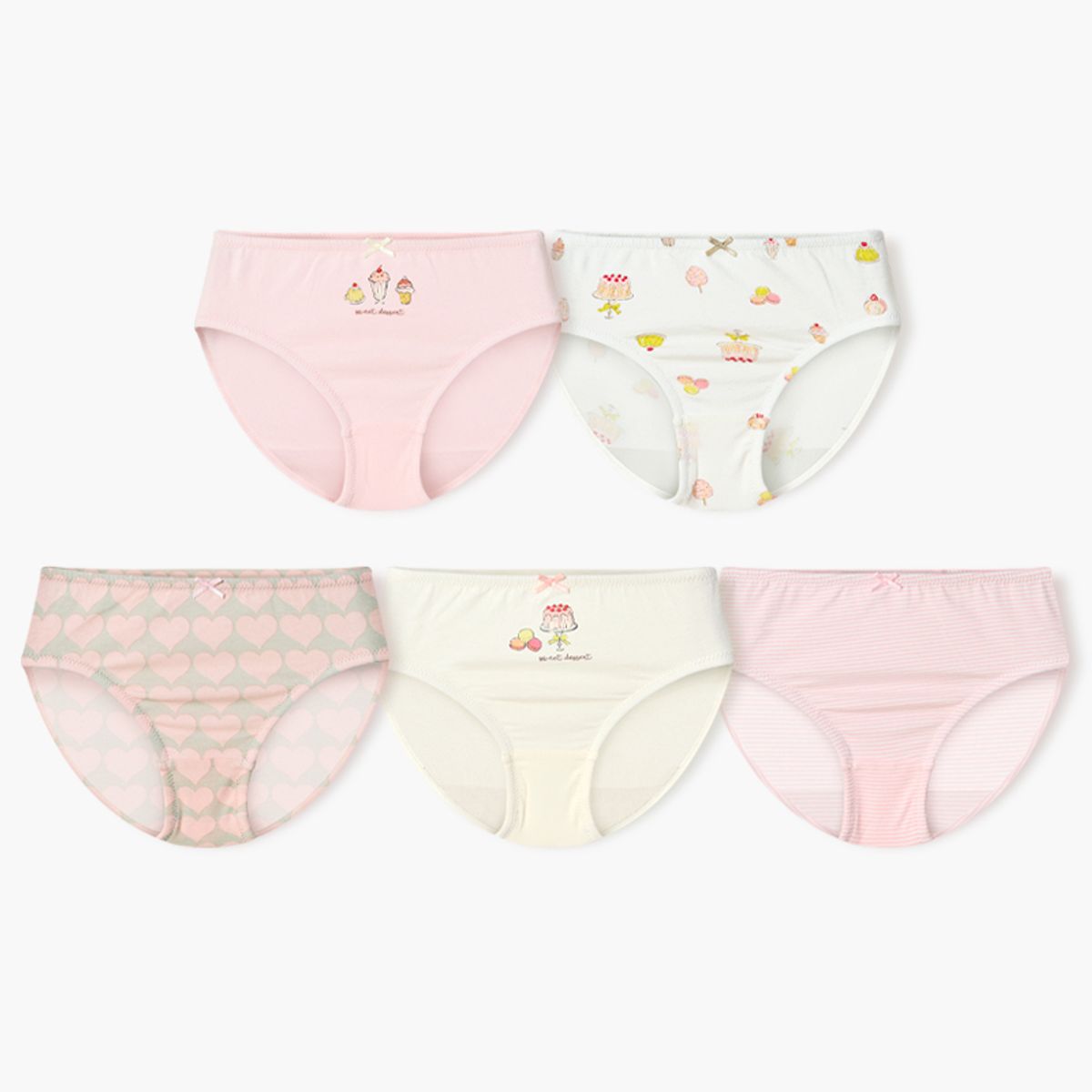 유니프랜드(UNIFRIEND) 2025여아동 스윗캔디 삼각팬티 5종 PACK