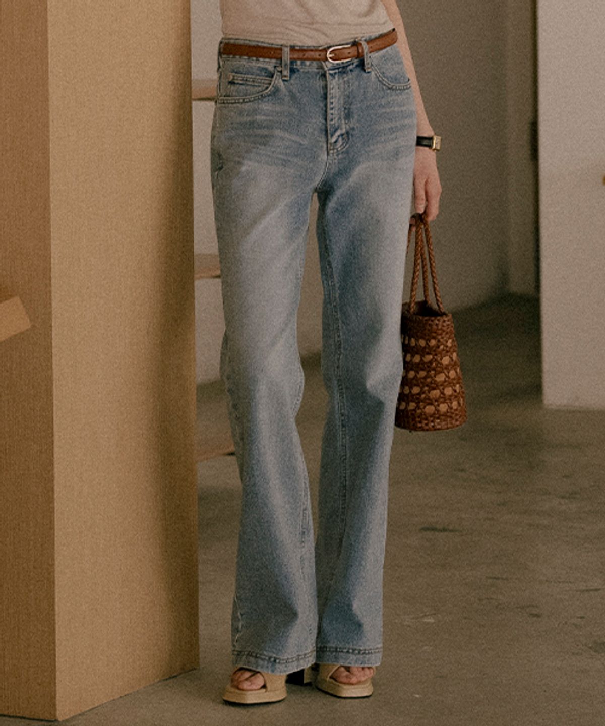 틸아이다이(TILL I DIE) Natural washed bootcut denim pants_Blue