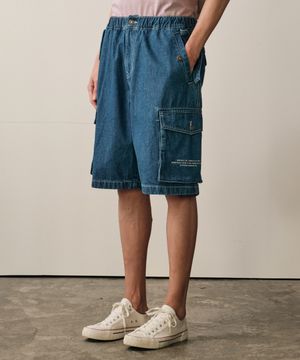 데님 스트링 카고 숏팬츠 (BLUE)