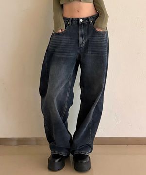 틴 사이드 핀턱 데님 워싱 우먼 팬츠 6 Color [ULZD_0010]