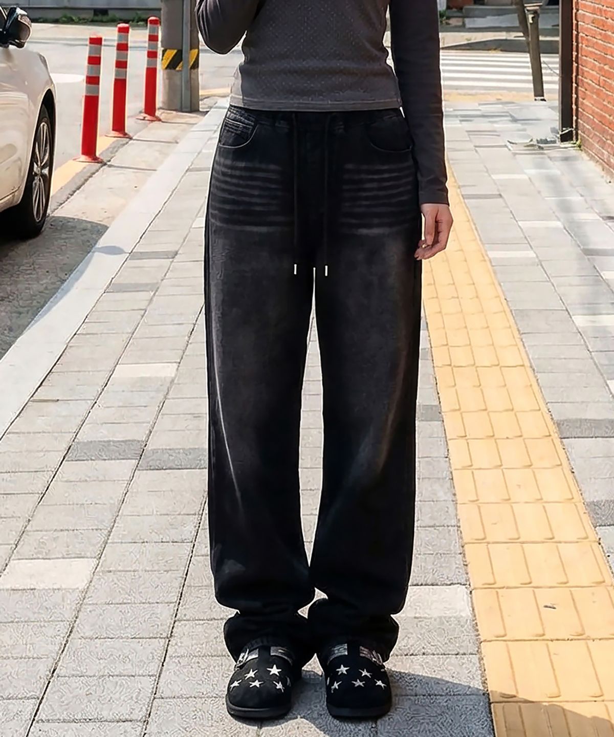 유라이프지(ULIFEZIP) 타린 와이드 밴딩 데님 워싱 팬츠 3 Color [ULZD_0052]