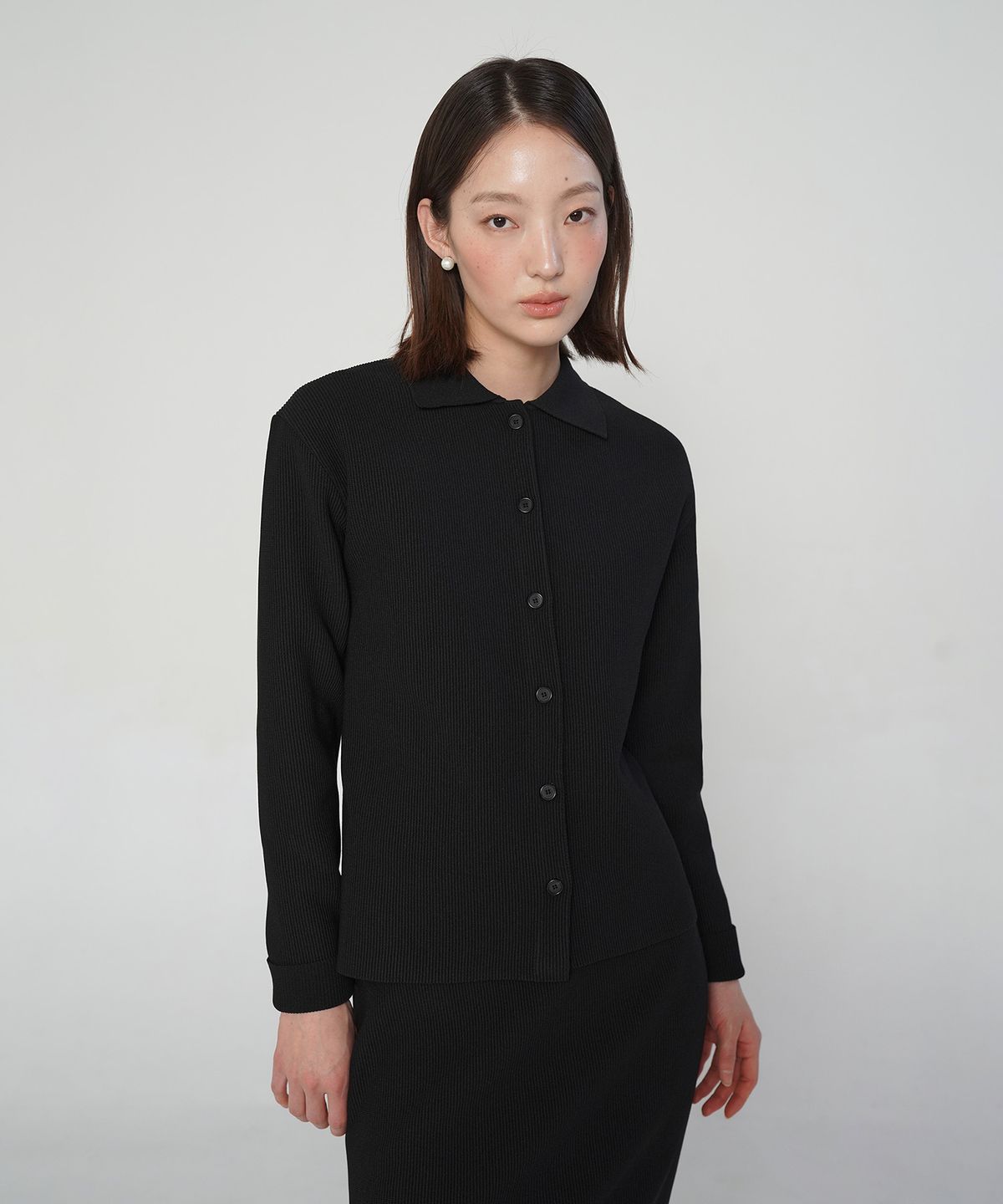 필로트(PELOTE) 라이트웨이트 골지 가디건 (블랙)