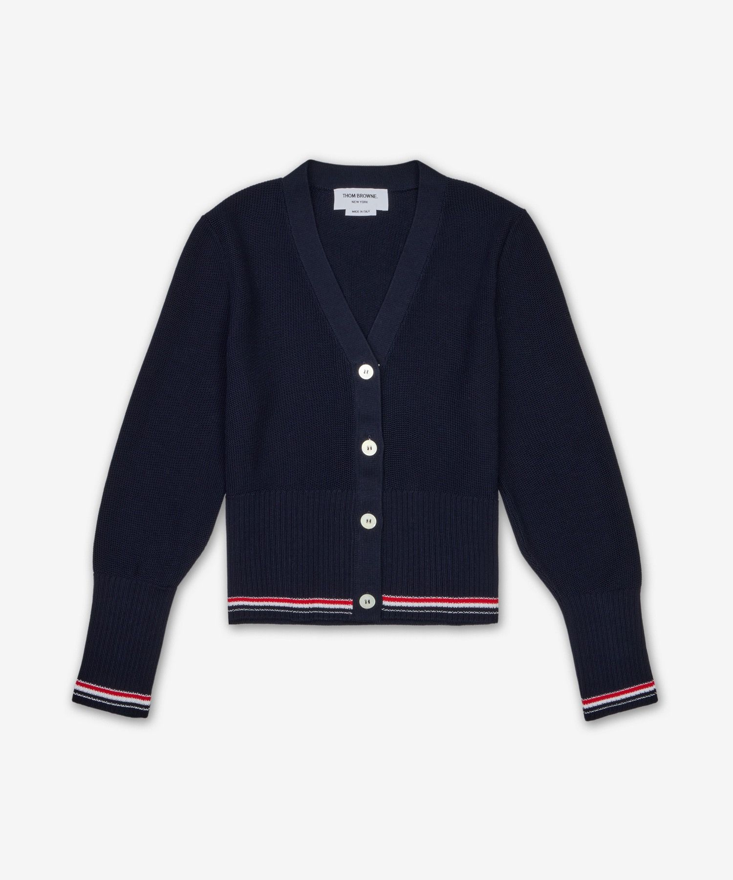 MUSINSA公式 | THOM BROWNE クラシックコットンVネックRWBストライプ 