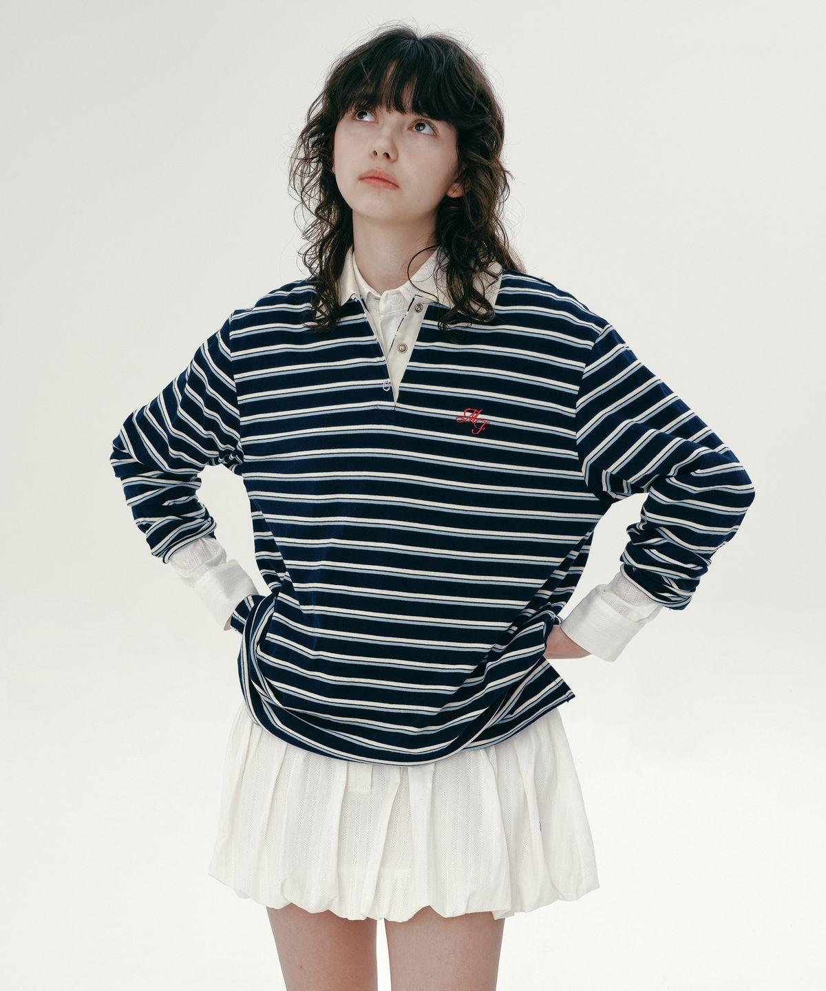 마가린핑거스(MARGARIN FINGERS) STRIPE PK SHIRT (NAVY)