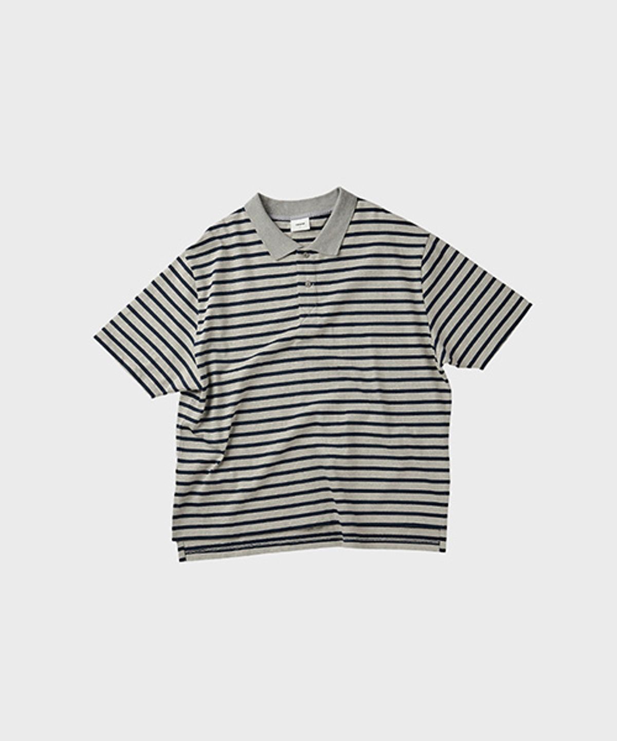 오울(OOOWL) POLO T SHIRT FLAT LOVE GREY STRIPE