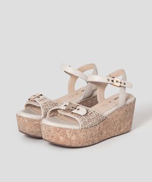 (WOMEN) 원스트랩 웨지 샌들  화이트 (HH54K2W141)