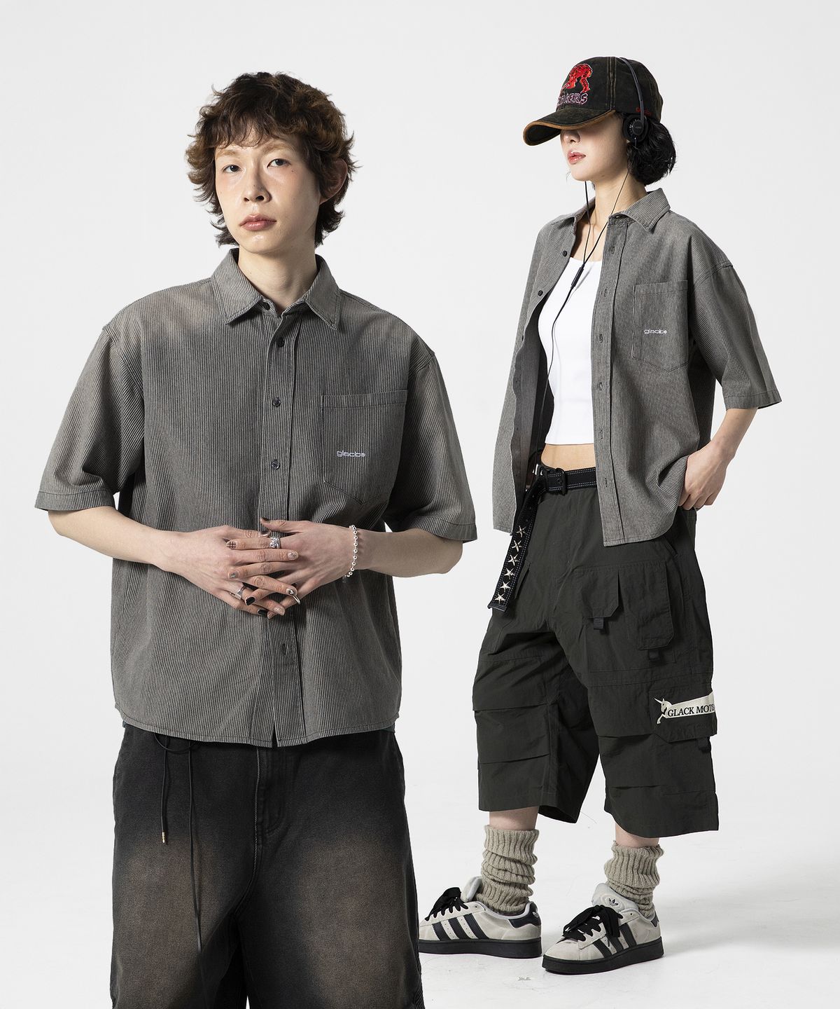 글랙(GLACK) GS014 썬번 히코리 스트라이프 셔츠 (BLACK)