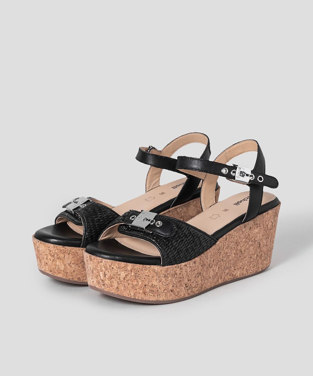 숄(SCHOLL) (WOMEN) 원스트랩 웨지 샌들  블랙 (HH54K2W145)